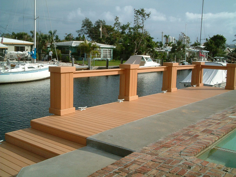 Sea Wall Cap &amp; Wood Dock with Composite Deck - All Power Marine Boat 