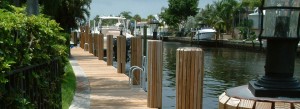 tropical wood dock in south florida