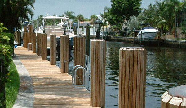 tropical wood dock in south florida