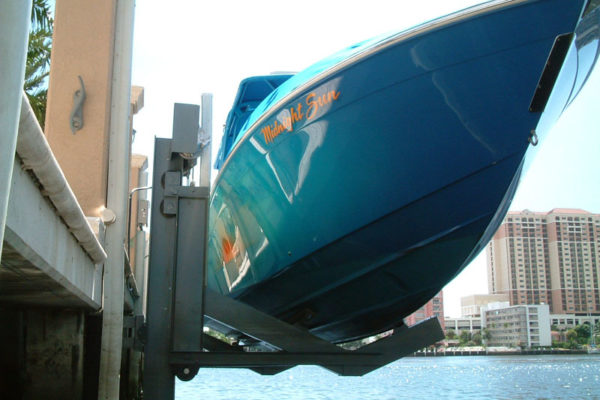 Custom Powder Coated Elevator Boat Lift in Blue
