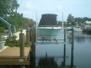 Cradle Boat Lift & Wood Dock