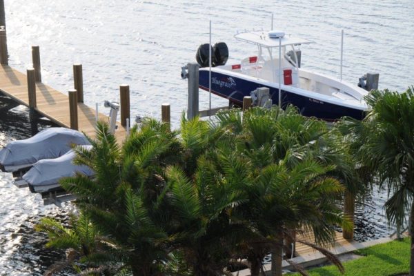 Tropical Wood Dock, Double Jet Ski Lift & 16,000# Cradle Boat Lift in Manalapan, FL
