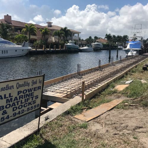 Concrete dock construction in South Florida
