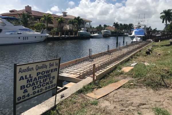 Concrete dock construction in South Florida