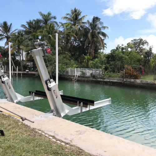 Custom elevator boatlift and seawall install South Florida