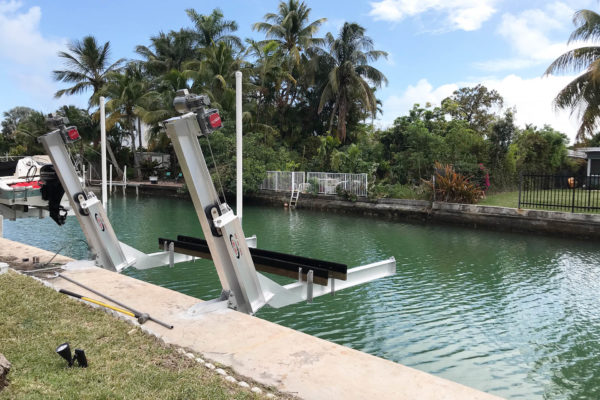 Custom elevator boatlift and seawall install South Florida