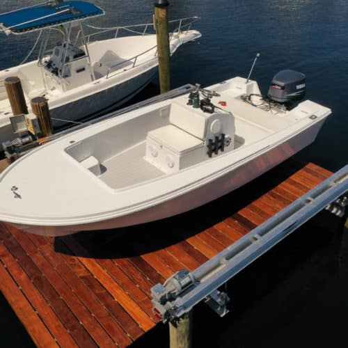 Custom IPE decking and boatlift in South Florida