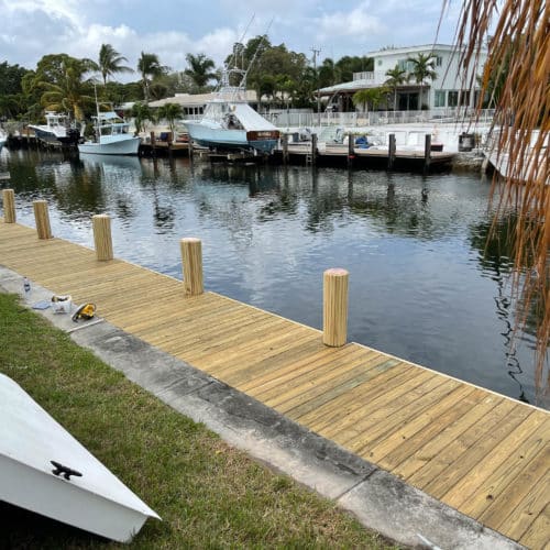 Tropical wood dock decking
