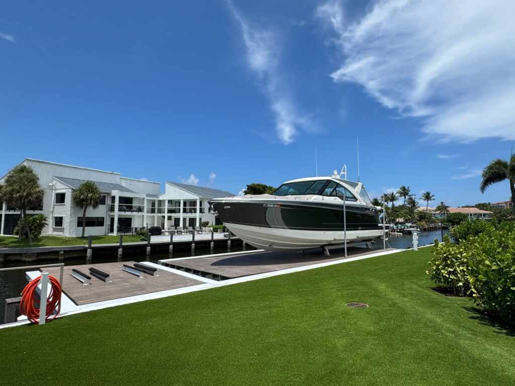 Custom platform boat lift in highland beach.