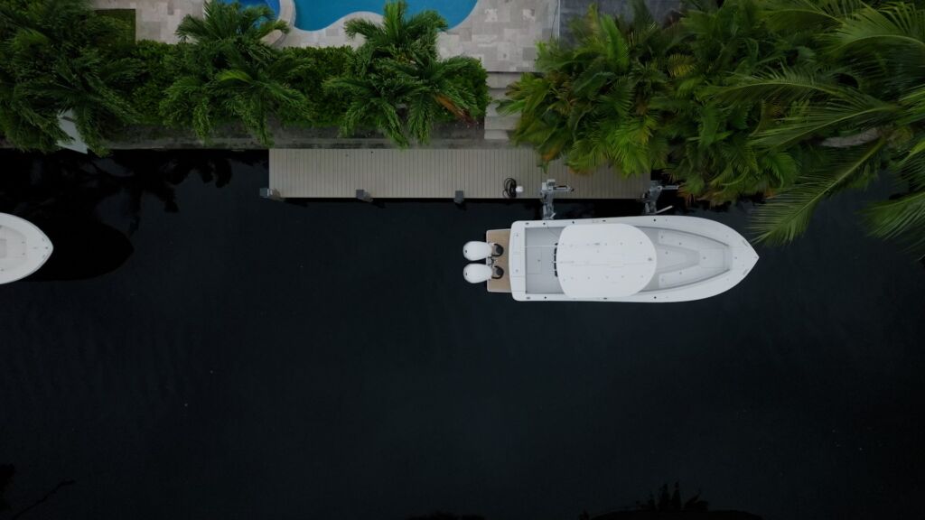 Elevator boat lift top down view.