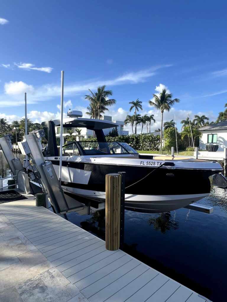 Elevator boat lift with a dual console in delray beach.