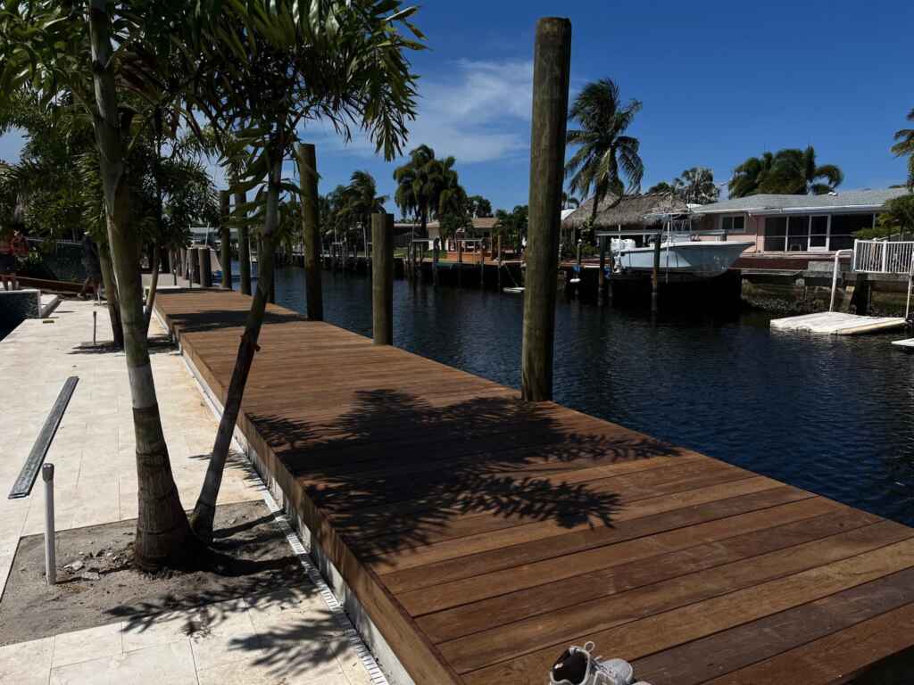 Hardwood dock walkway in pompano beach.