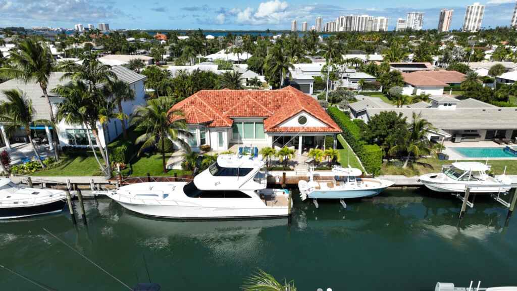 Private dock with a yacht in riviera beach.