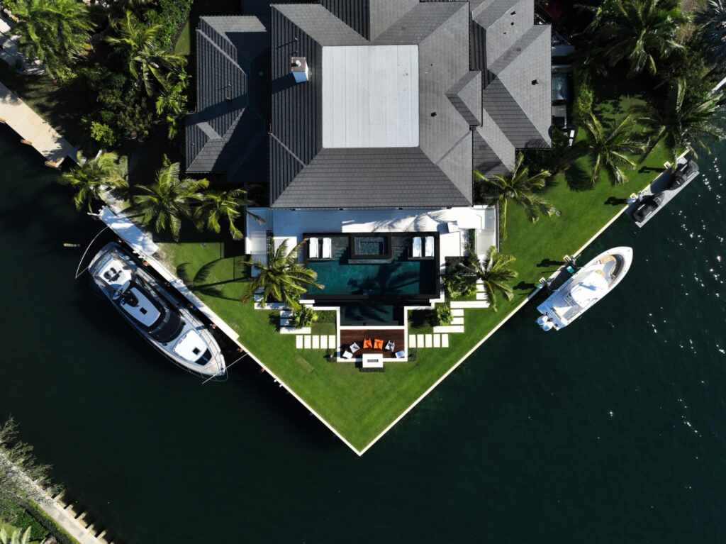 Private docks in ocean ridge aerial.