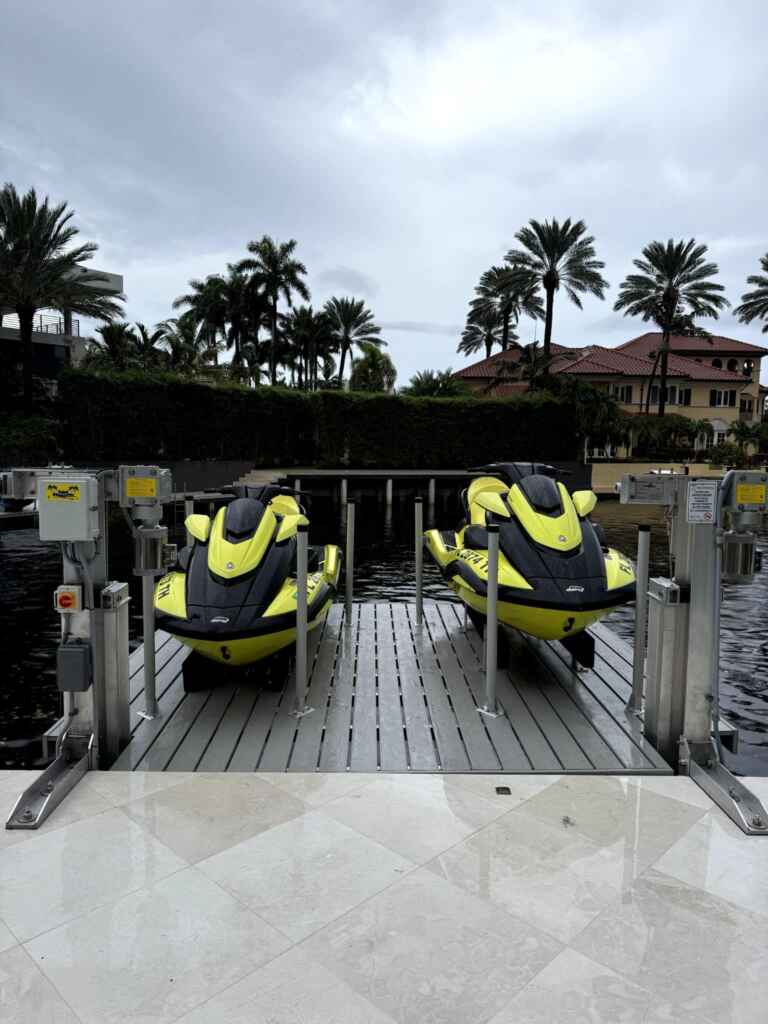 Twin jet ski custom platform lift in boca raton.
