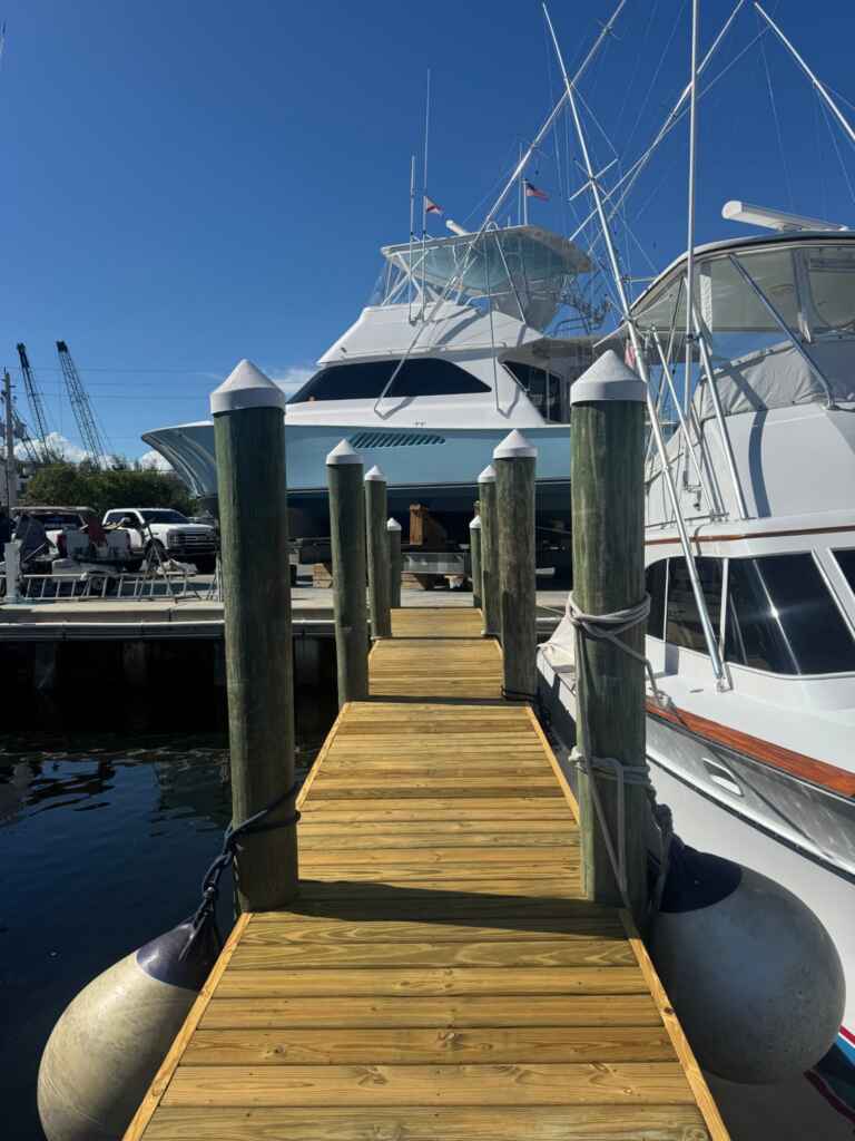 Wood dock in pompano beach.