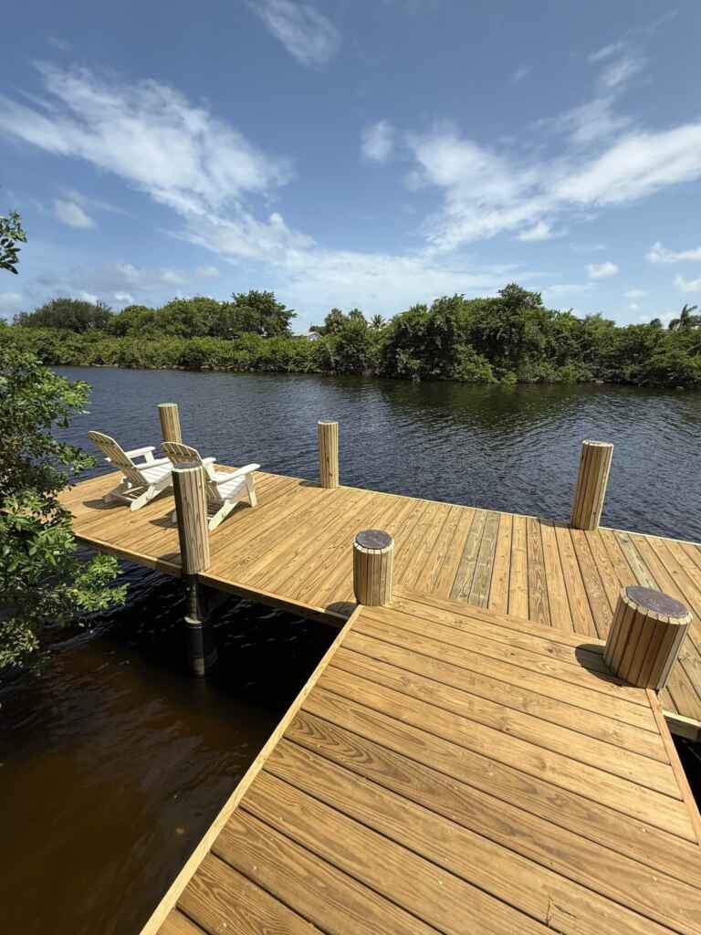 Wood T dock in Boca Raton.